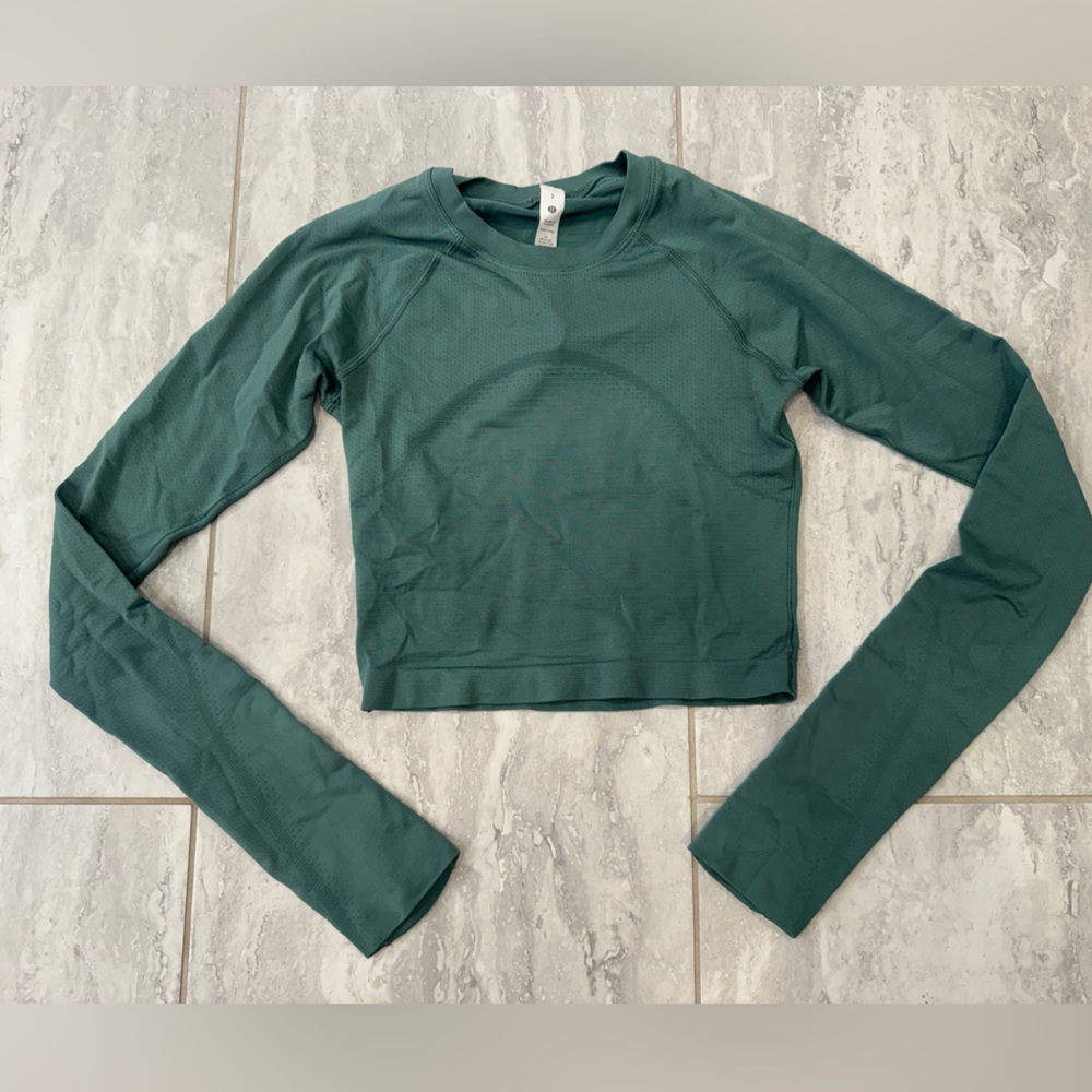 lululemon athletica Deep Teal Long Sleeve Crop Top